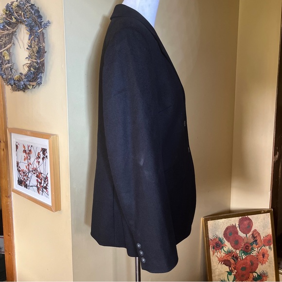 Vintage TALBOTS Size 14 100% Cashmere Blue Blazer Career Classic 3-Btn Nautical - Picture 7 of 13